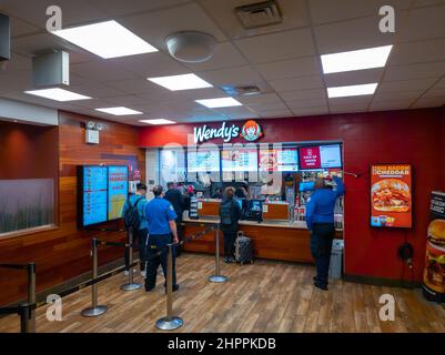 Combination Tim Horton's Coffee Shop and Wendy's Restaurant Stock Photo -  Alamy