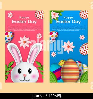 easter vertical banner illustration set Stock Vector