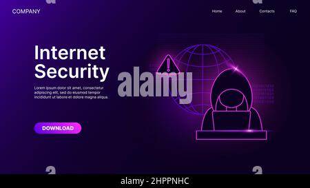 Internet Security Banner. Website Page Template for Antivirus or Spyware Protection. Vector illustration Stock Vector