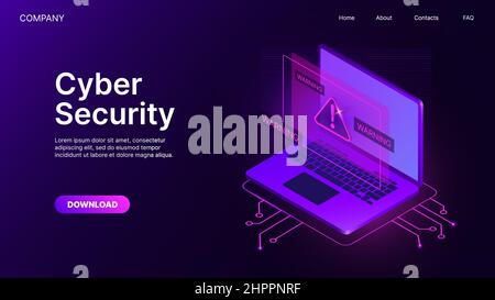 Cyber Security. Warning System for Data Safety. Website Page Banner Template. Vector illustration Stock Vector