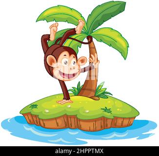Cartoon monkeys on isolated island illustration Stock Vector Image ...