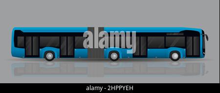 Modern blue urban articulated low floor bus. Urban transport. Stock Vector