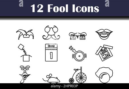 Fool Icon Set. Bold outline design with editable stroke width. Vector Illustration. Stock Vector