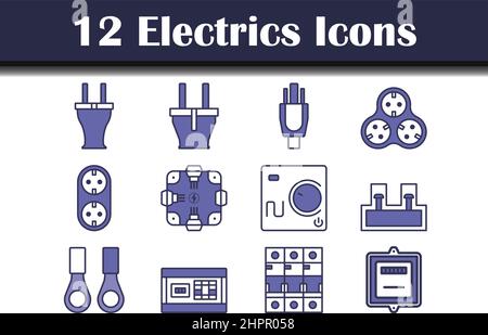 Electrics Icon Set. Editable Bold Outline With Color Fill Design. Vector Illustration. Stock Vector