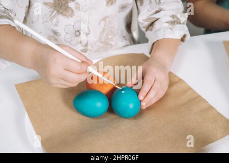 Crop hand painting Easter egg Stock Photo Alamy
