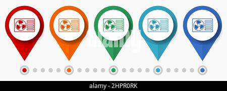 Heat pump, conditioner concept vector icon set, flat design refrigerant  pointers, infographic template easy to edit Stock Vector
