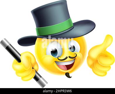 Magician Emoticon Cartoon Face Thumbs Up Icon Stock Vector