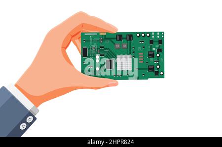Computer Processor Chip in Hand Stock Vector