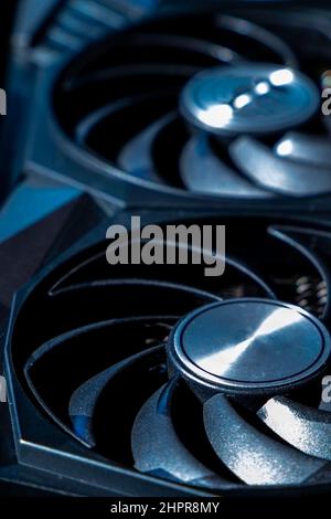 Powerful modern computer graphic card for crypto currency mining and computer game Stock Photo