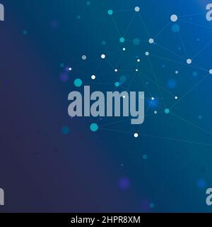Blue glow effect dots and lines. Connect technology illustration Stock Vector