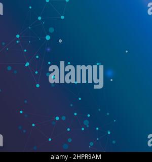 Blue glow effect dots and lines. Connect technology illustration Stock Vector