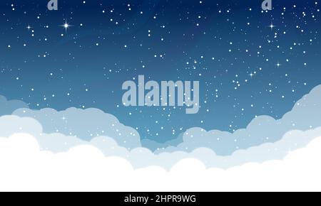Starry night sky with clouds Stock Vector