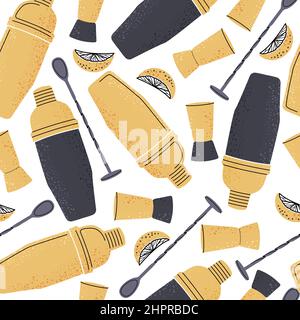 Vector bartender equipment seamless pattern.  Stock Vector