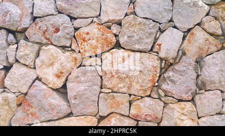 Texture of a stone wall. Village  stone wall texture background. Stock Photo