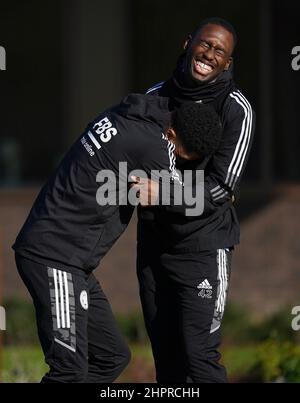 Leicester City's Wesley Fofana and Boubakary Soumare during a training session at Leicester City Training Ground. Picture date: Wednesday February 23, 2022. Stock Photo