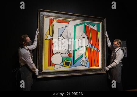 LONDON, UK. 23rd Feb, 2022. PABLO PICASSO (1881-1973) La fenêtre ouverte, Estimate: GBP 14,000,000 - GBP 24,000,000. Preview of the art of the surreal evening . The sale takes place at Christie's auction house on 1 March 2022. Credit: amer ghazzal/Alamy Live News Stock Photo