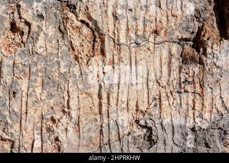Cracked texture of old wall in mortar. Stock Photo
