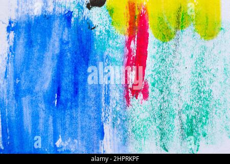 Colorful real watercolour paint on white art paper various color Stock Photo