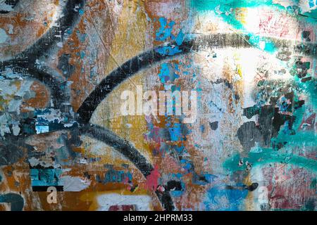 Abstract colorful urban street art graffiti texture background. Close up of urban modern art wall paint. Stock Photo