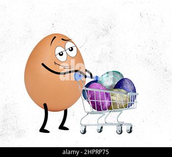 Concept of Easter shopping, holidays shopping concept, top view Stock ...