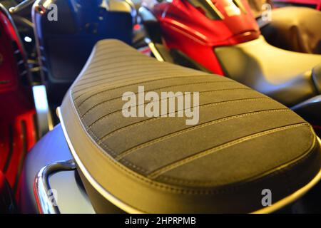 Alcantara fabric for motorcycle seat Stock Photo