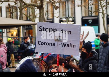 Protesters at a demonstration against compulsory vaccination and Corona measures. Stock Photo