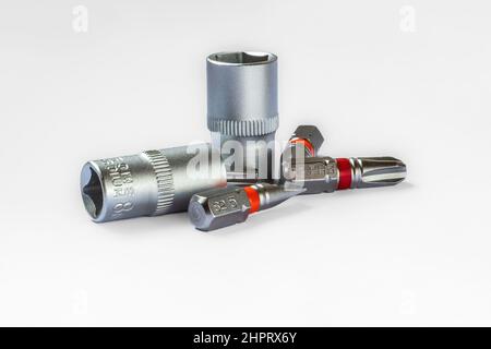 Screwdriver bits and sockets Stock Photo