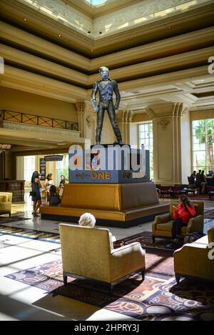 Michael Jackson´s HIStory statue in the lobby of Mandalay Bay Resort in Las Vegas, the same hotel holding Cirque du Soleil's Michael Jackson ONE. Stock Photo