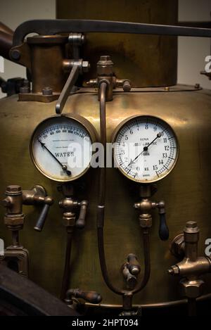 Measuring analog indicators - steampunk retro style equipment Stock Photo