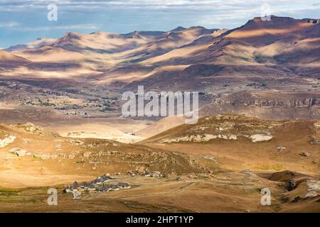 Travel to Lesotho. Landscape from the heights of Sehlabathebe National Park Stock Photo