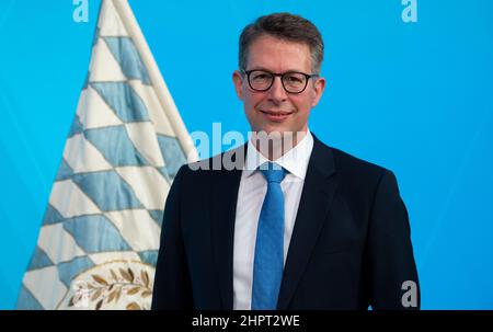 Munich, Germany. 23rd Feb, 2022. Markus Blume, new Minister of Science of Bavaria, photographed in the Prinz-Carl Palais. Credit: Sven Hoppe/dpa/Alamy Live News Stock Photo