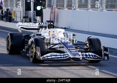 Barcelona, Spain: 23rt February 2022 ; Circuit Barcelona Catalunya, Barcelona, Spain: Formula 1 pre-season testing;   Yuki Tsunoda (JPN) Scuderia ALphaTauri Stock Photo