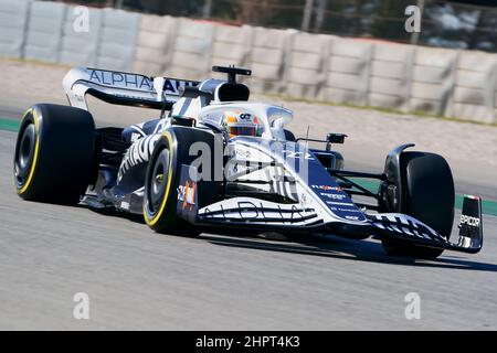 Barcelona, Spain: 23rt February 2022 ; Circuit Barcelona Catalunya, Barcelona, Spain: Formula 1 pre-season testing;   Yuki Tsunoda (JPN) Scuderia ALphaTauri Stock Photo