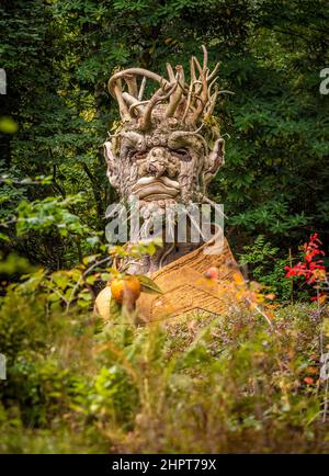 Winter: large-scale sculpture, part of The Four Seasons by Philip Haas, inspired by Giuseppe Arcimboldo’s paintings. Stock Photo