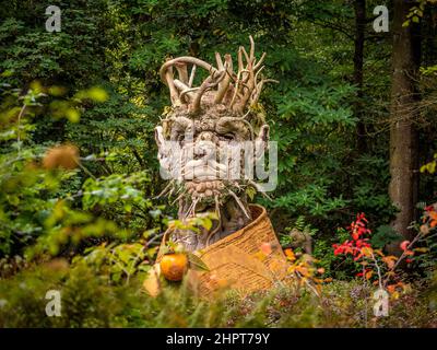 Winter: large-scale sculpture, part of The Four Seasons by Philip Haas, inspired by Giuseppe Arcimboldo’s paintings. Stock Photo