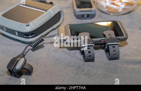 Wearable Ring Barcode Scanner Handheld Portable Computer Reader Smart Printer Stock Photo