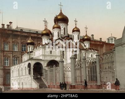 Vintage photo of Cathedral of the Annunciation in Moscow Kremlin. Russian Empire. 1890-1906 Stock Photo