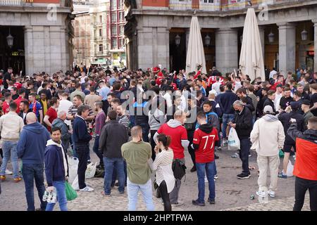 Madrid, Spain. 23rd Feb, 2022. The 'hooligans' of Manchester United cause incidents in the center of the capital of Madrid, Wednesday, February 23, 2022 Credit: CORDON PRESS/Alamy Live News Stock Photo