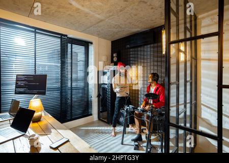 Men playing electric drums at home sstudio Stock Photo