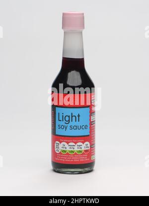 Light soy sauce bottle from lidl on white background Stock Photo