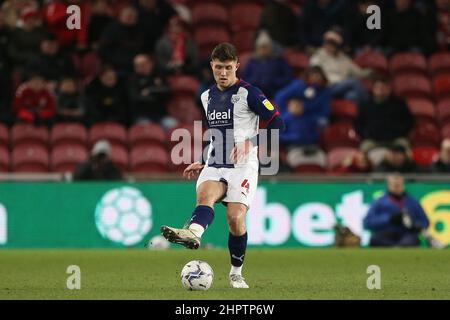 MIDDLESBROUGH, UK. FEB 22ND West Bromwich Albion's Dara O'Shea during the Sky Bet Championship match between Middlesbrough and West Bromwich Albion at the Riverside Stadium, Middlesbrough on Tuesday 22nd February 2022. (Credit: Mark Fletcher | MI News) Credit: MI News & Sport /Alamy Live News Stock Photo