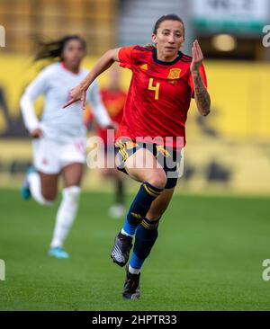 23rd February 2022 ;  Molineux Stadium, Wolverhampton,  West Midlands, England; Arnold Clark Womens International football Spain versus Canada;  Sheila Garc&#xed;a of Spain races for the through ball Stock Photo