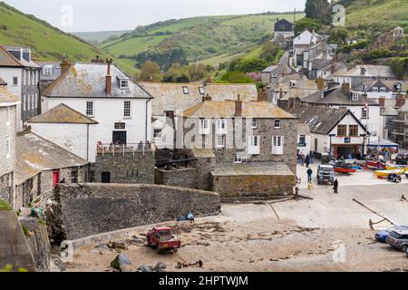 Port Isaac aka Portwenn: The village of Port Isaac on the North coast of Cornwall. It is the filming site of the TV show Doc Martin. Stock Photo