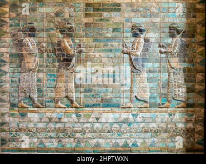 Frieze of the Archers: Glazed Silica bricks. c.510 BC. From the palace of Darius I. Stock Photo
