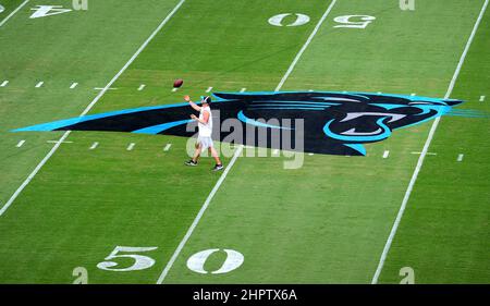Charlotte, USA. 09th Sep, 2018. The Carolina Panthers logo is displayed at midfield at Bank of America Stadium on Sunday, Sept. 9, 2018. (Photo by The Charlotte Observer/TNS/Sipa USA) Credit: Sipa USA/Alamy Live News Stock Photo