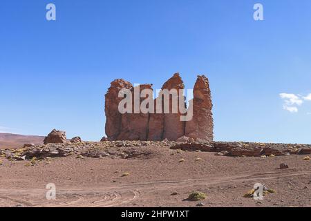 The Monjes de la Pacana in Atacama desert Chile Stock Photo