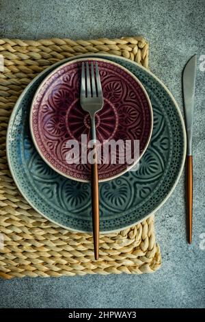 Rustic table setting Stock Photo