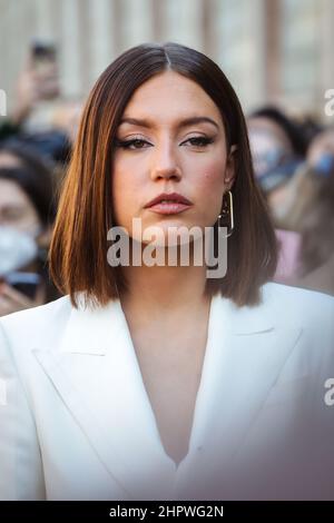 Milan Italia. 23rd Feb 2022. Adele Exarchopoulos arriving at Fendi fashion show during the Milan Fashion Week Fall Winter 2022 2023 on February 23 2022 in Milan Italy. Credit Independent Photo Agency ...