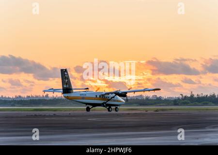 The Army Golden Knights jump aircraft, the UV-18 Viking Twin Otter, taxis during training in Homestead, Florida on 18 Feb. 2022.  USAPT is conducting their annual certification cycle for the upcoming show season.(U.S. Army photo by Megan Hackett) Stock Photo