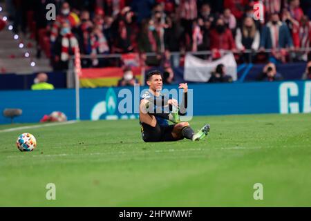 Madrid, Spanien. 23rd Feb, 2022. Madrid, Spain; 23.02.2022.- Atletico de Madrid vs Manchester United Champions League football match held at the Wanda Metrpolitano stadium in Madrid Atletico player Manchester player Cristiano Ronaldo. Final score 1-1 Credit: Juan Carlos Rojas/dpa/Alamy Live News Stock Photo